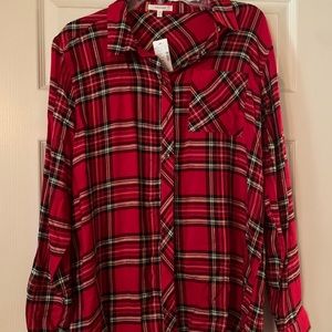Maurices Red/black plaid shirt.